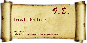 Irsai Dominik névjegykártya